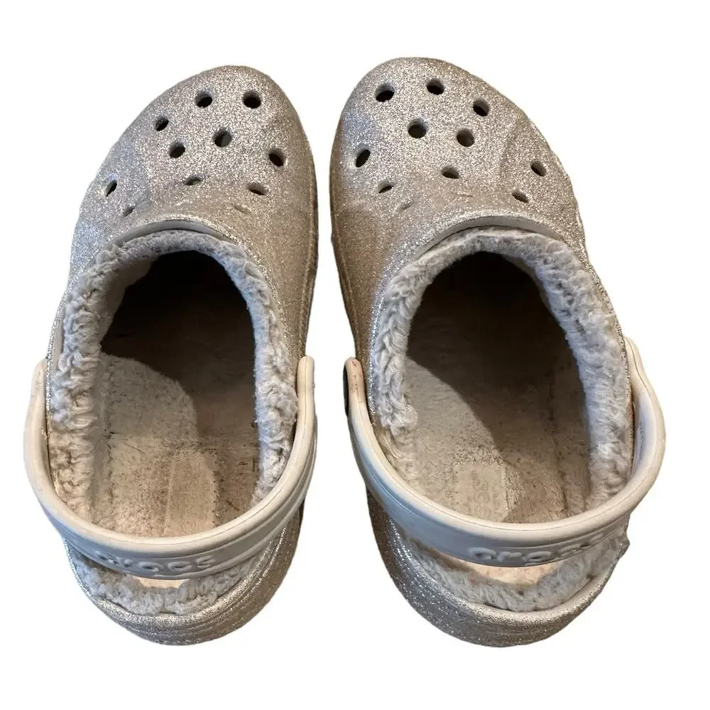 Crocs Children’s Size 13 Golden Glitter Fleece Lined Clogs